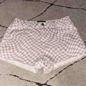 Aeropostale Purple and White Checkered Jean Shorts